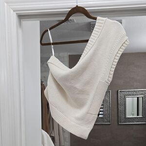 Cream Sweater Off-Shoulder